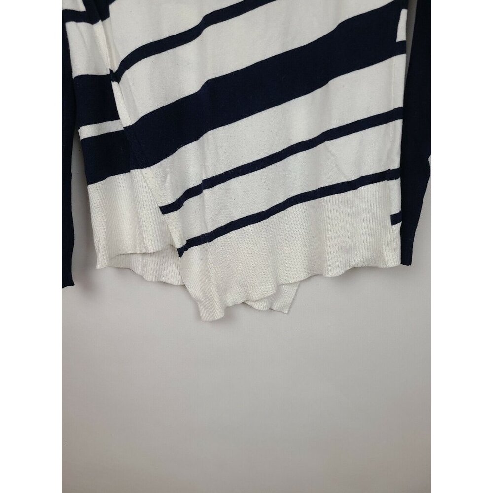 White House Black Market Womens Sweater Medium Navy White Striped Asymmetrical - Picture 5 of 9